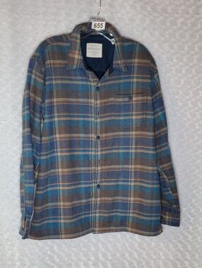 Weatherproof Blue and Brown Plaid Lightweight Shirt Jacket Size XL